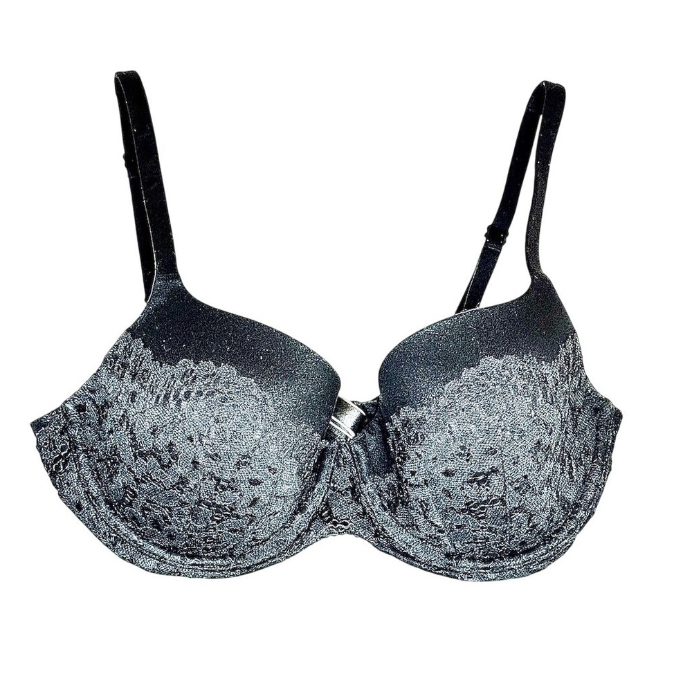Victoria’s Secret Bra Womens 34DD Black Lace Overlay Underwire Lightly